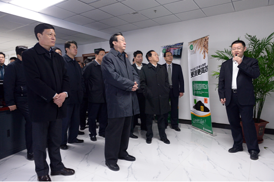 時任河南省省委書記郭庚茂（前排左二）、省長謝伏瞻（前排左一）蒞臨大香蕉性爱小视频集團指導工作